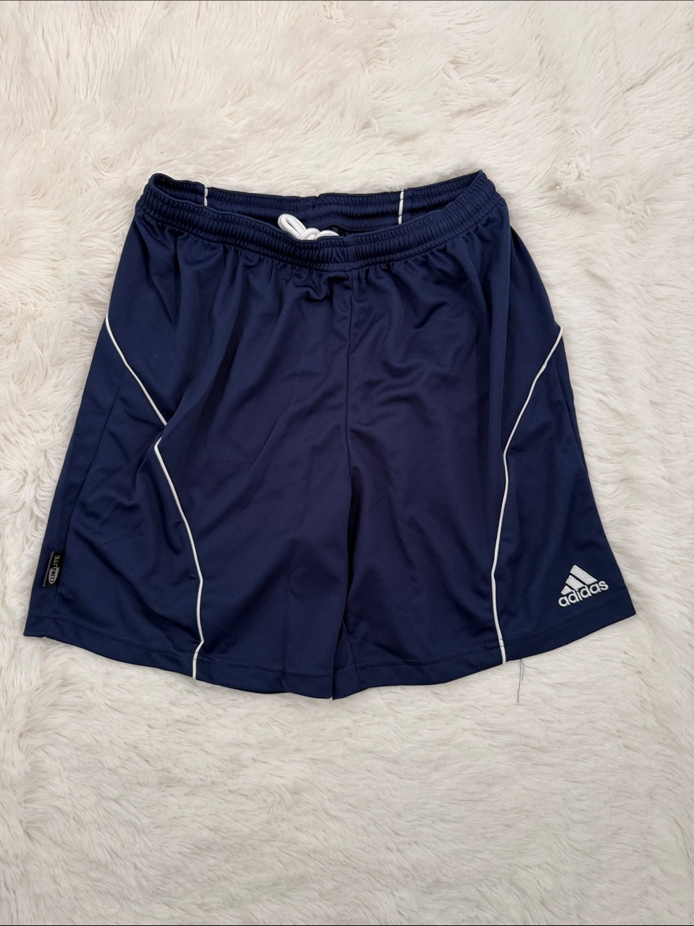 adidas Navy Athletic Training Shorts with White Piping